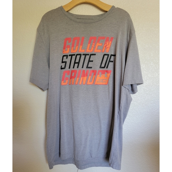 Mens Under armour gray graphic tee Size large with orange and black letters - Picture 5 of 5